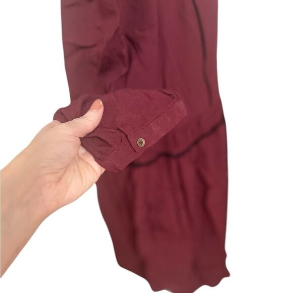 Anthropologie Maeve Boho Burgundy Galan Tassel Shirt Dress large - Picture 3 of 14
